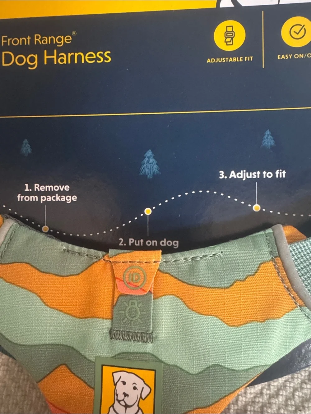 Ruffwear Front Range Dog Harness - Mint Green & Orange Wave